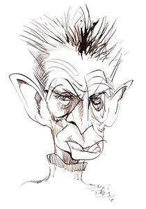 Samuel Beckett - İrlandalı yazar ve oyun yazarı karikatürü (1906-89) by Neale Osborne